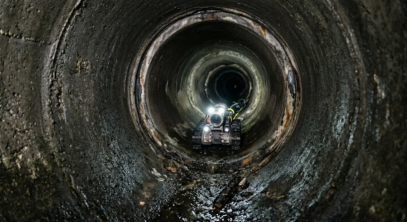 Robotic sewer camera inspecting pipe interior for Drain Snake Service in Okmulgee